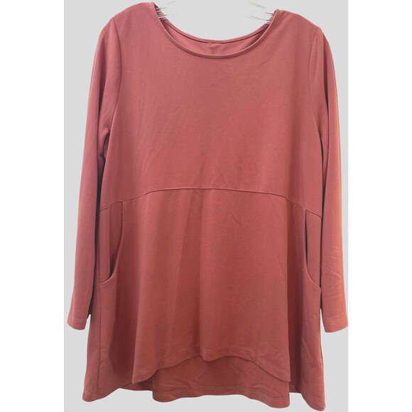 Soft Surroundings Fairfax Tunic Top Petite Large Rose Pockets Button Back Detail - Picture 1 of 7